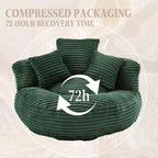 Bean Bag Sofa for Adults Kids, Oversized Corduroy Bean Bag Chair with 3 Pillows & Armrest for Living Room Bedroom - ModernLuxe