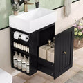 Bathroom Vanity with Ceramic Sink, MDF Storage Drawer, Side Shelf & Golden Handle