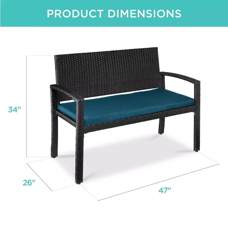 Best Choice Products 2-Person Outdoor Wicker Bench Garden Patio Porch Furniture w/ 700lb Capacity, Cushion