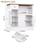 White & Walnut Kitchen Microwave Cabinet - 3-Door Pantry Storage Buffet with Adjustable Shelves for Dining Room, Living Room & Hallway
