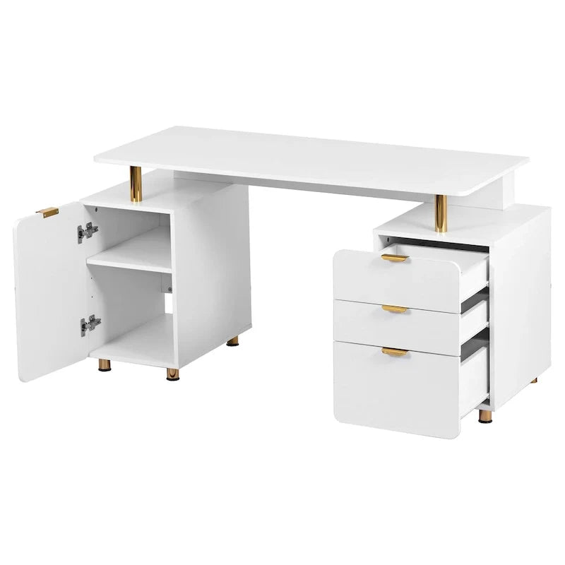 Modern Executive Floating Desk with 3 Drawers & Sleek Work Surface