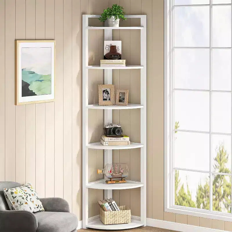 Tribesigns 6-Tier Corner Bookshelf, 70.86 Tall Book Shelving Unit Storage Rack