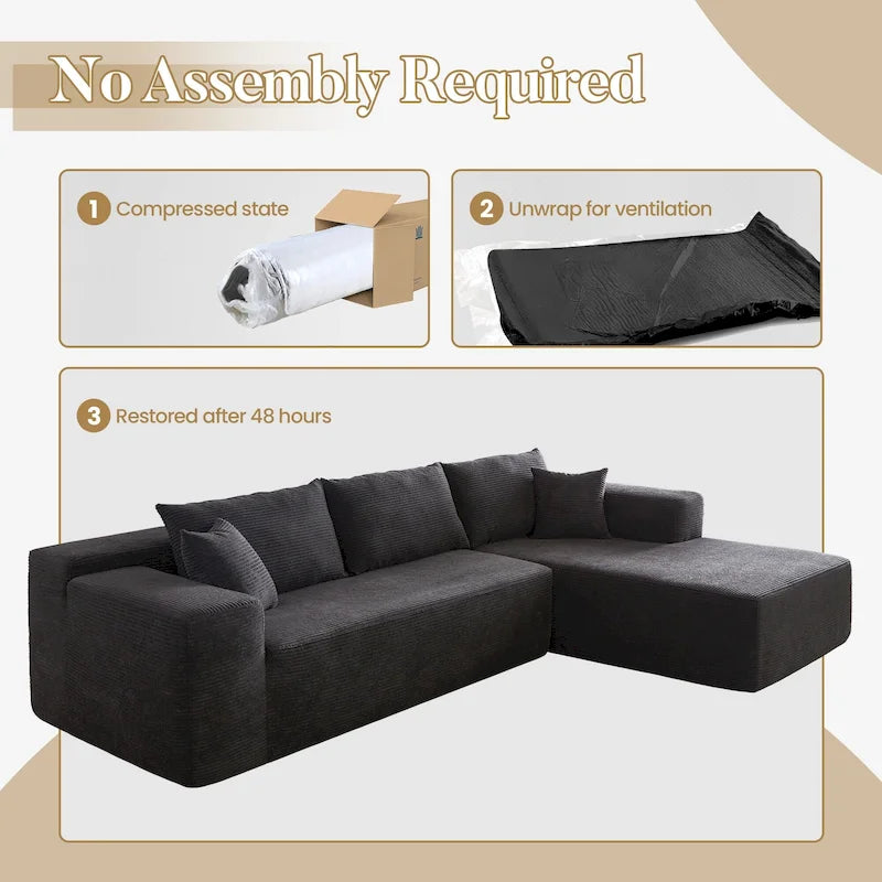 HOOOWOOO Modern Minimalist Style Sectional Couch Modular Corduroy Sofa for Living Room