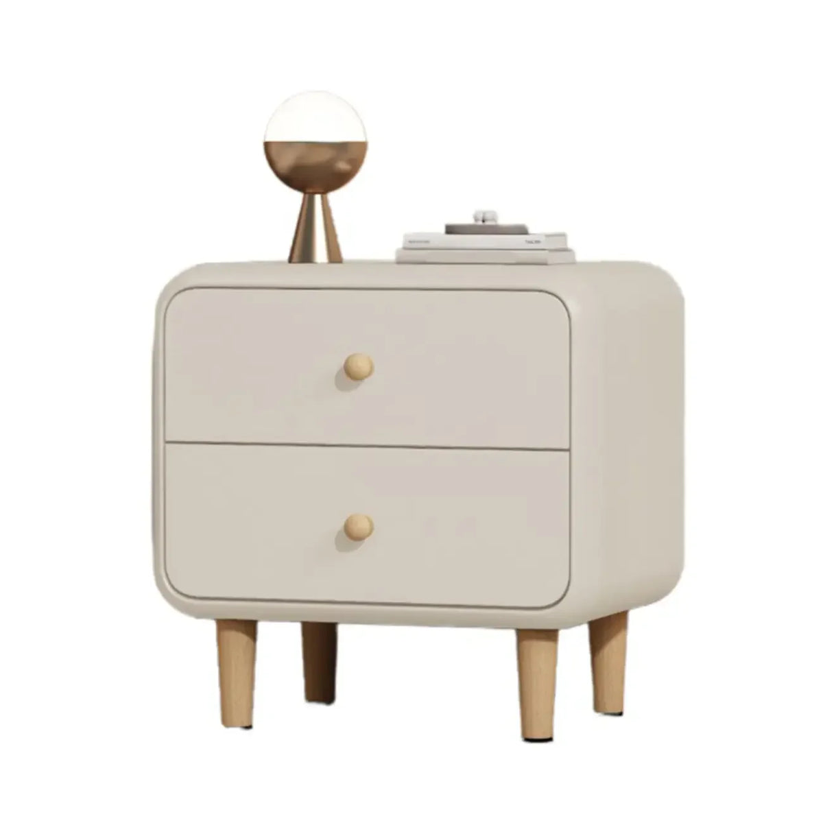Modern Small Wood 2 Drawer Nightstand with Legs