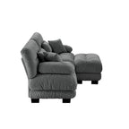 L Shaped Loveseat Sofa Chenille Sectional Couch with Lumbar Pillows