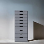 Narrow Wooden 9-Drawer Cabinet with Smooth-Glide Drawers and Top Storage Shelf