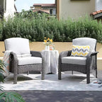 HOMLUX Set of 2 Patio Wicker Chairs Set Outdoor All Weather High Back Rattan Chairs