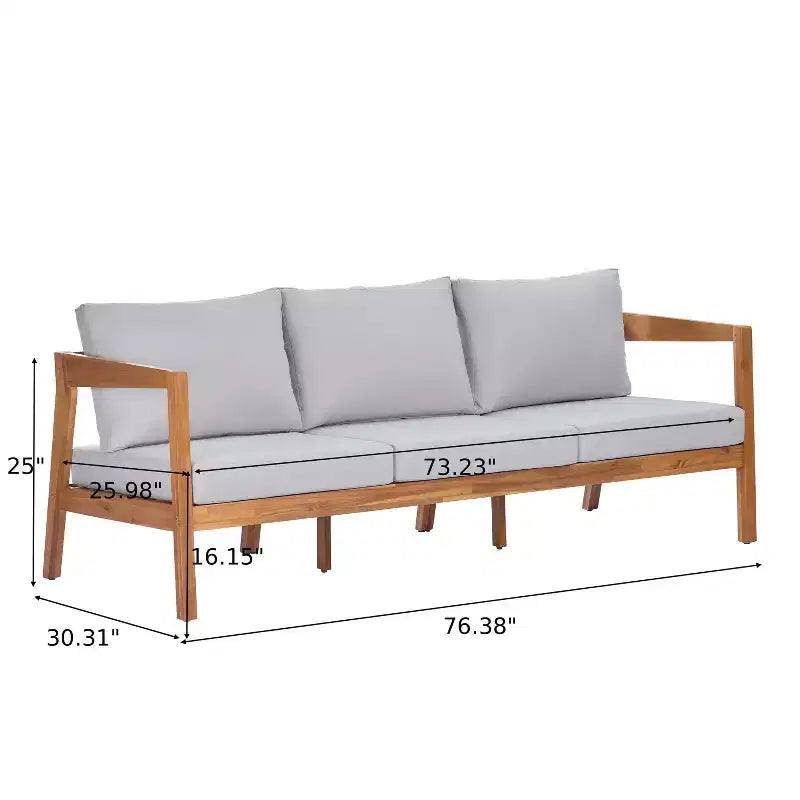 ModernLuxe 4/5-Piece Acacia Wood Patio Furniture Sofa Set, Outdoor Conversation Set with Coffee Table for Porch/Garden/Balcony