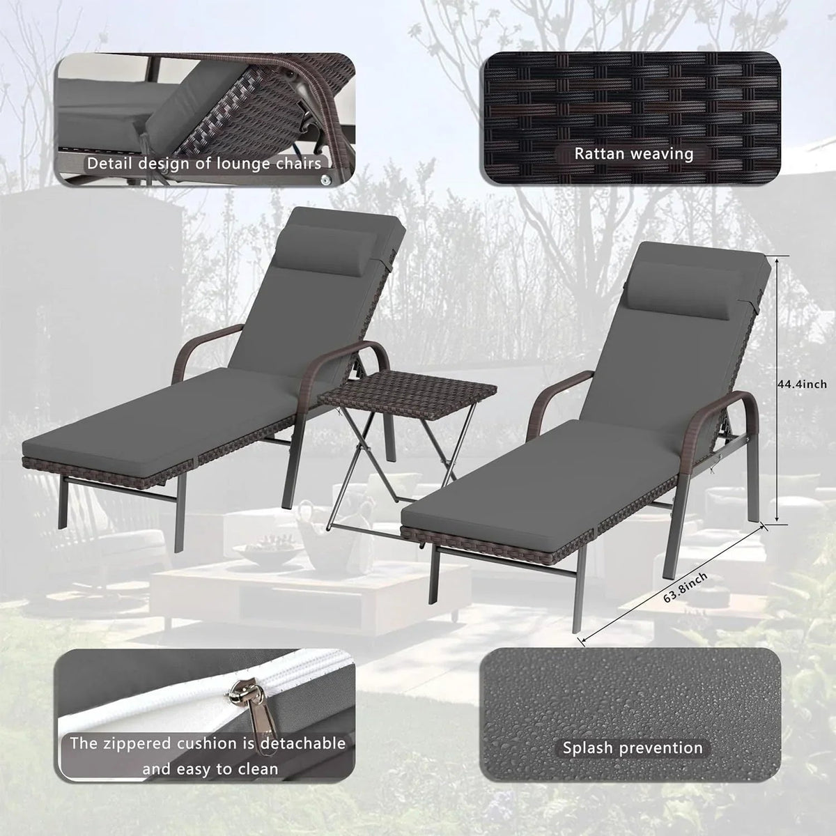 Kullavik 3-PiecesOutdoor Chaise Lounge Set