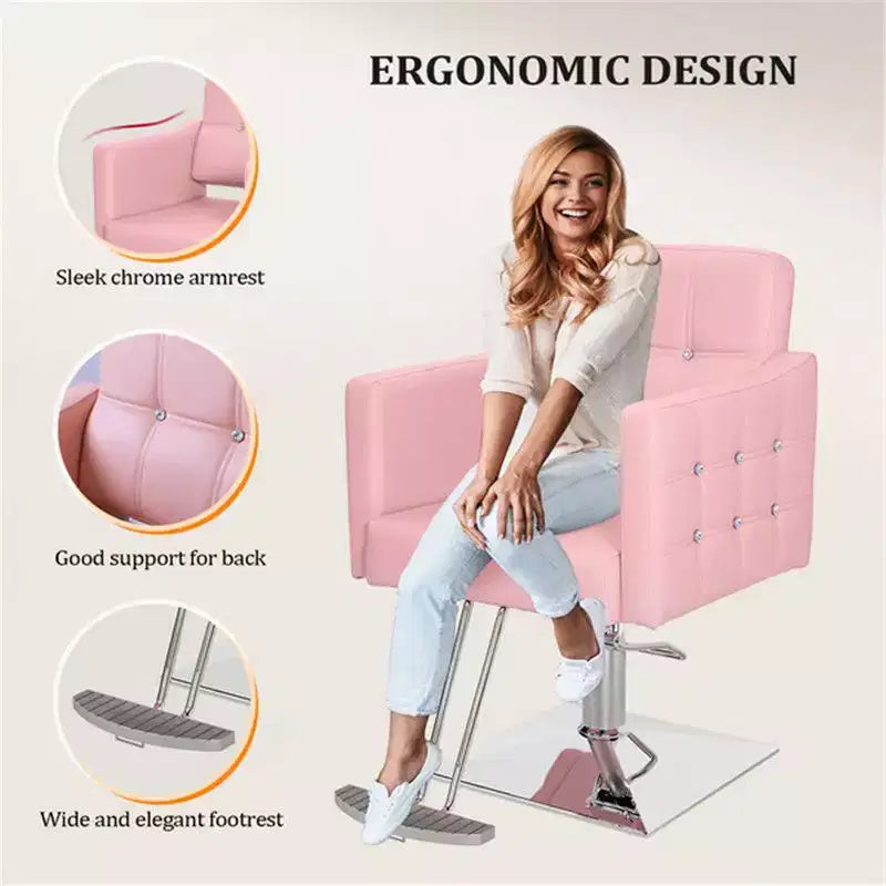 Karl Home Pink Heavy Duty Hydraulic Hair Stylist Salon Chair wiht Diamond Accents