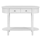 Okak Elegant Console Table with Smooth Glaze, Entry Table with Curved Design and 2 Drawers, Accent Table for Living Room, Hallway