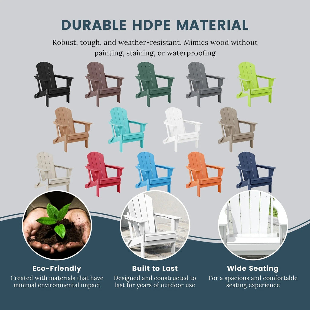 Polytrends Laguna Fade Resistant All Weather Outdoor Patio Folding Adirondack Chair