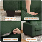 83W Modern 3-Seater Sofa with Deep Seat, Soft Fabric, Wide Armrest, Removable Washable Cushion Cover