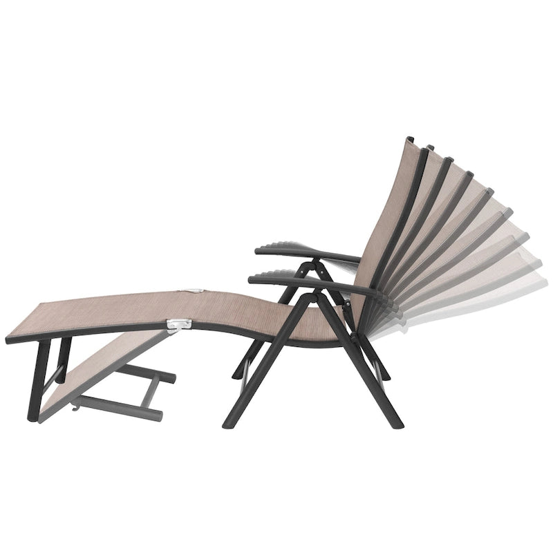 Pellebant 2PCS Adjustable Aluminum Patio Chaise Lounge Chair - N/A
