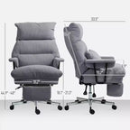 Executive Office Chair with Lumbar Support, Footrest, High Back Reclining Overstuffed Desk Chair with