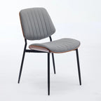 2PCS Faux Leather Chair with Metal Legs