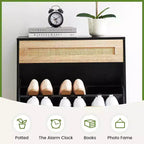 Entryway Shoe Cabinet with 2 Flip Drawers, Slim Freestanding Wooden Shoe Organizer, Space-Saving Closed Shoe Rack for Hallway, Foyer,Apartment