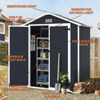 6 ft x 4 ft/6 ft x 8 ft/8 ft x 6 ft/8 ft x 10 ft All-Weather Resin Outdoor Plastic Storage Shed w/Floor, Spire Tool Shed