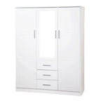 Palace Imports 100% Solid Wood Cosmo 3-Door Wardrobe Armoire with Solid Wood or Mirrored Doors