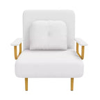 Folding Sofa Bed 3-in-1 Convertible Chair - 5-Position Adjustable Backrest with Pillow, Space-Saving Sleeper for Living Room, Bedroom & Office (White)