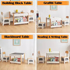 4-in-1 Activity Table Set with Detachable Tabletop, Table Set with Drawers and Bookshelf, Multifunctional Toddler Furniture for Drawing, Reading