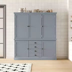 Whisen 73 Freestanding Wooden Kitchen Pantry Cabinet with Drawers and Adjustable Shelves for Storage and Organization in Dining Room or Kitchen