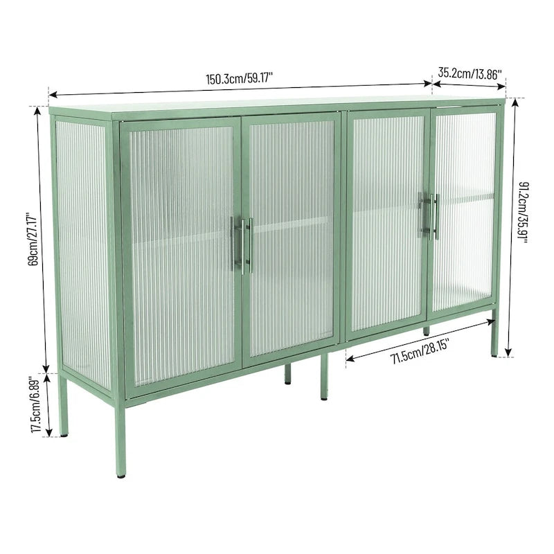 Metal Tempered Glass Cabinet with Adjustable Shelf