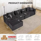 107/ 137 Modular Sectional Cloud Couch,Deep Seat Boneless Couch,Convertible Comfy Floor Sofas with Ottomans and Memory Foam