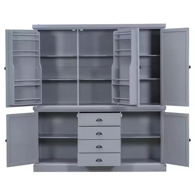 Whisen 73 Freestanding Wooden Kitchen Pantry Cabinet with Drawers and Adjustable Shelves for Storage and Organization in Dining Room or Kitchen