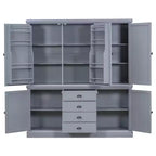 Whisen 73 Freestanding Wooden Kitchen Pantry Cabinet with Drawers and Adjustable Shelves for Storage and Organization in Dining Room or Kitchen
