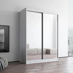 Mirrored 2-Door Wardrobe Armoire with High-Gloss Finish | 47 or 59 Wide