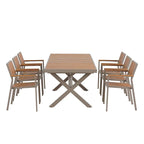 7-Piece Outdoor Extendable Dining Set with Extendable Table and 6 Armrest Chair