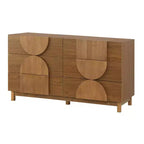 6-Drawer Modern Geometric Dresser, Half-Circle Accent Wide Storage Chest for Bedroom & Living Room