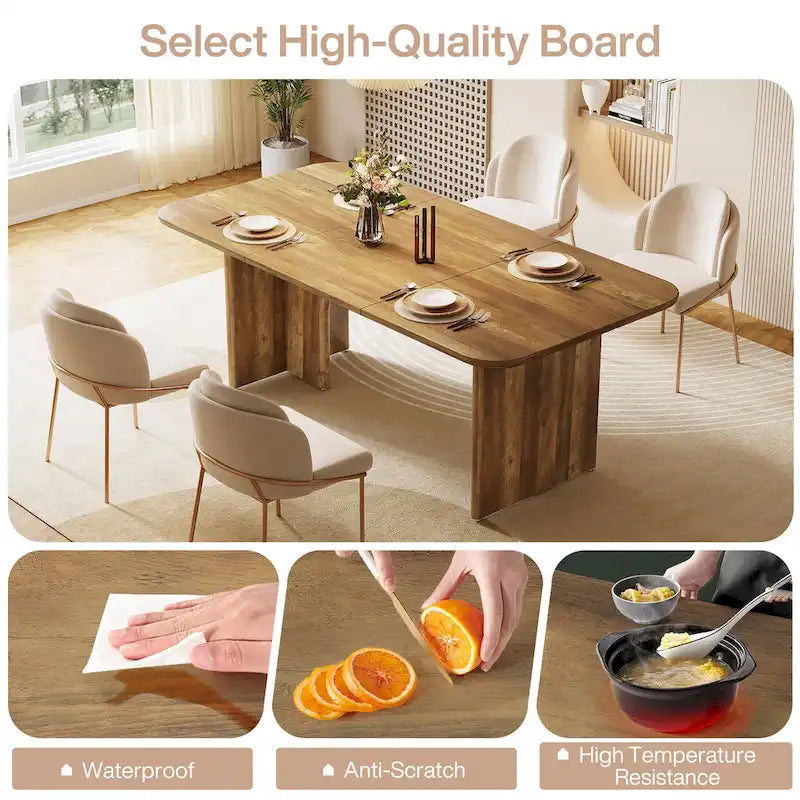 63-in Large Dining Table for 4-6 People, Modern Rectangle Kitchen Table
