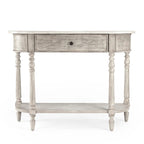 Marble Top Console Table ¨C Light Brown / Grey / Washed Black, Demilune, 1-Person Assembly