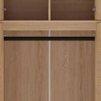 70.87Tall 8-Door Large Capacity Armoire Wardrobe Closet with Hanging Rod, Adjustable Shelves and Rattan Decorative Doors