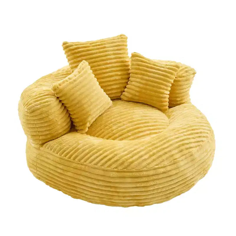 Bean Bag Sofa for Adults Kids, Oversized Corduroy Bean Bag Chair with 3 Pillows & Armrest for Living Room Bedroom - ModernLuxe