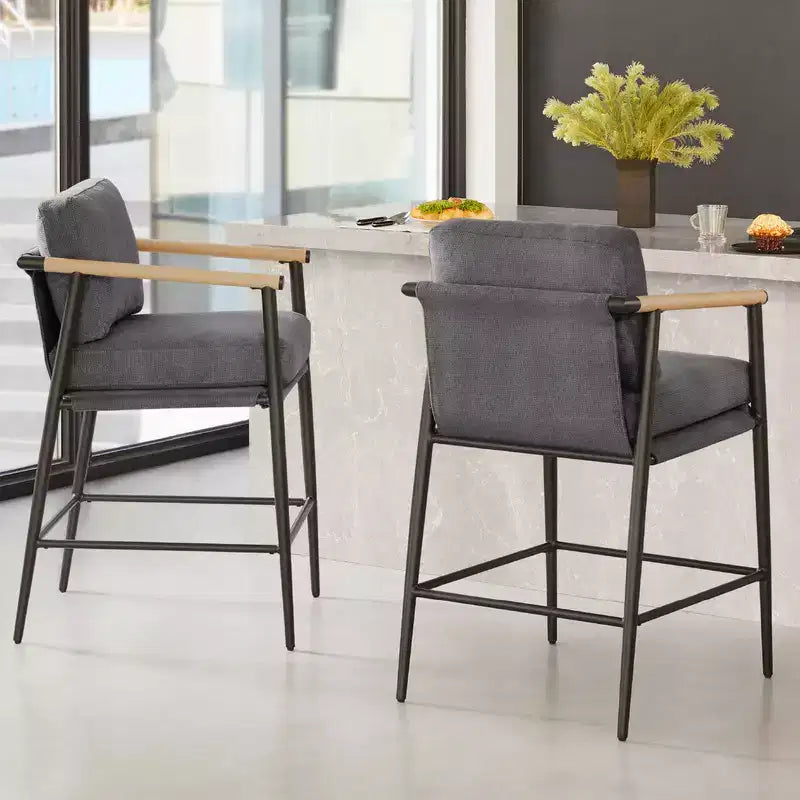 Spruce&Spring Modern Counter Stools with Arm & Metal Frame Set of 2
