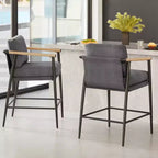 Spruce&Spring Modern Counter Stools with Arm & Metal Frame Set of 2