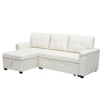 Convertible Reversible Sectional Sofa with Pull-Out Sleeper Bed, Hidden Storage Chaise, and Durable Legs