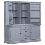 Whisen 73 Freestanding Wooden Kitchen Pantry Cabinet with Drawers and Adjustable Shelves for Storage and Organization in Dining Room or Kitchen