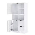 62 Tall Bathroom Storage Cabinet, Freestanding Floor Storage Cabinet With Drawer & Adjustable Shelf, Pantry Storage Cabinet For Bathroom Living Room