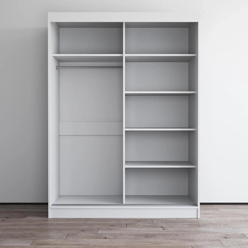 Mirrored 2-Door Wardrobe Armoire with High-Gloss Finish | 47 or 59 Wide
