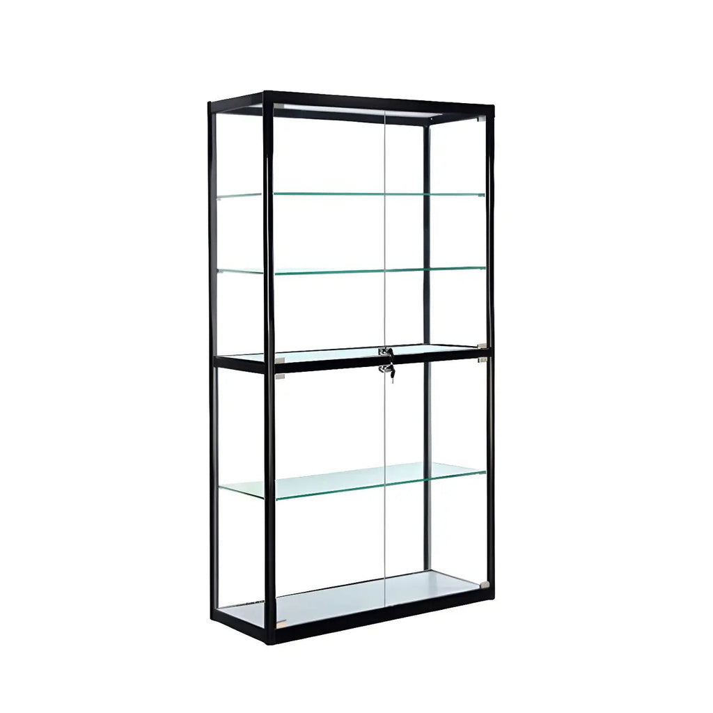 Contemporary Rectangular Black Glass Curio Cabinet