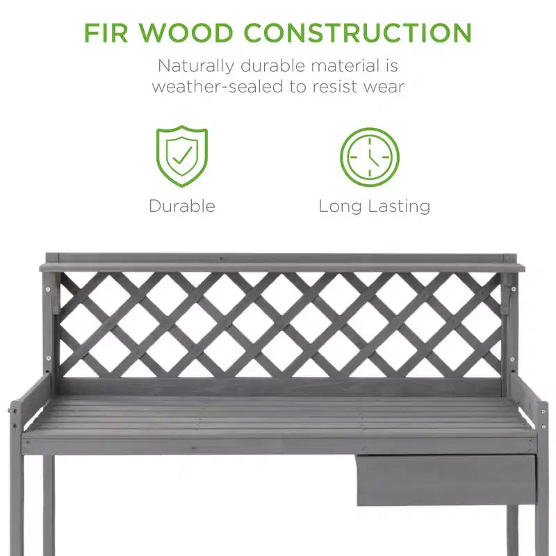 Best Choice Products Outdoor Wooden Garden Potting Bench, Workstation Table w/ Cabinet Drawer, Open Shelf