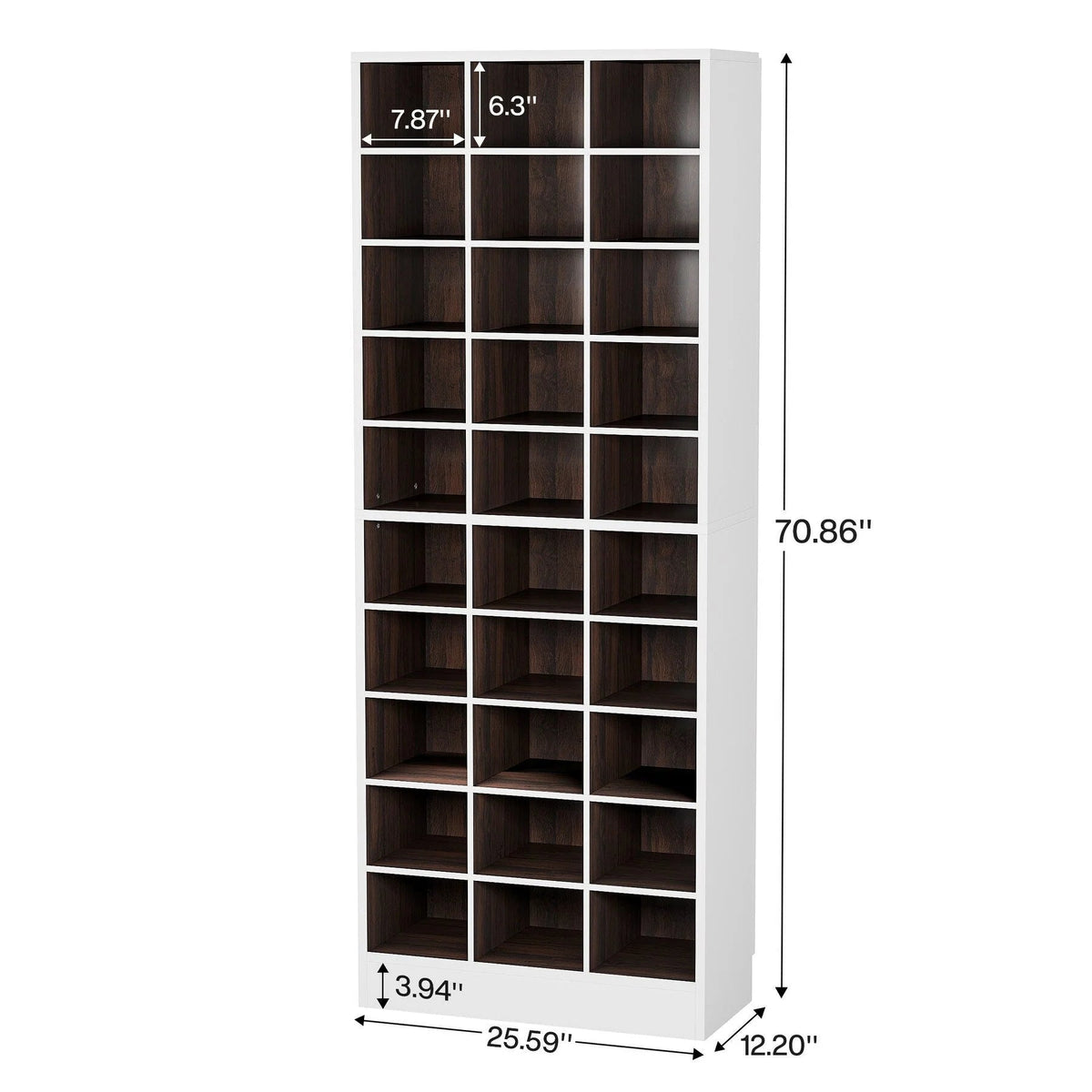 30 Pairs Tall Shoe Cabinet, 10 Tiers White Wooden Shoe Storage Rack for Closet, Entryway - 10-tier