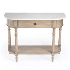 Marble Top Console Table ¨C Light Brown / Grey / Washed Black, Demilune, 1-Person Assembly