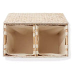 Casafield 2-Section Laundry Hamper with Lid and Removable Liner Bags, Woven Water Hyacinth Laundry Basket Sorter for Clothes