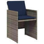 vidaXL Patio Dining Set with Cushions, Garden Table and Chairs, Gray Poly Rattan