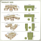 Whisen Weather-Resistant Rattan Outdoor Sectional Sofa Set Patio Couch Set with Thick Cushions and Pillows, Freely Combined Conversation Sets